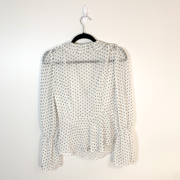 Maison Cinqcent Ruffled White & Polka Dots Blouse Size XS - Picture 3 of 11